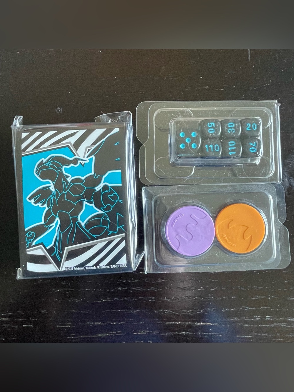Pokemon TCG Black Bolt ETB Card Sleeves, Dice, and Token Coins Bundle